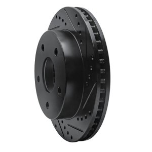 Dodge Ramcharger Brake Rotor (1) - Front Right - R1 Concepts - Drilled & Slotted - Black - `00-`02